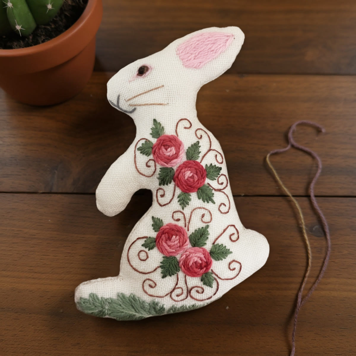 Rubbyoo Rabbit Embroidery Kit - Blooming Rose | Floral Stitch Art  | Perfect Handmade Craft For Mom - image 4