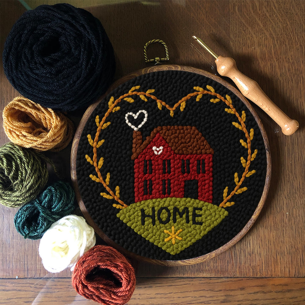 Home-themed House And Wreath Punch Needle Kit – Hassle-free Diy Project | Delightful Handcraft Creation - image 12