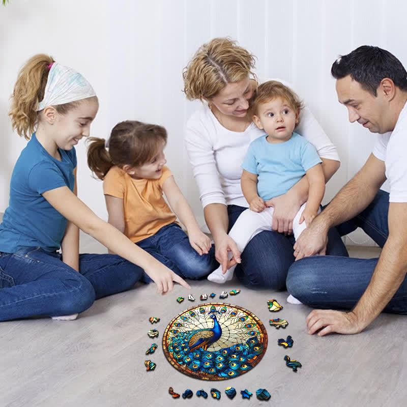 Rustic Peacock  - Wooden Jigsaw Puzzle