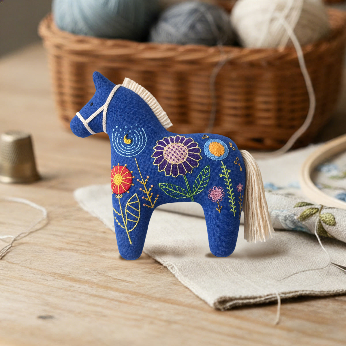 Rubbyoo Dala Horse Embroidery Kit - Little Flower | Floral Stitch Craft | Diy Animal Ornament - image 4