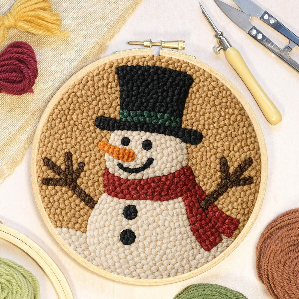 Cheerful Snowman Punch Needle Kit – Beginner-friendly Winter Stitch Kit | Festive Holiday Wall Art - image 8