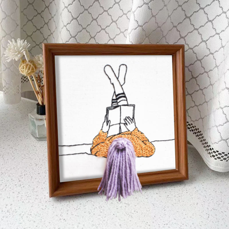 Rubbyoo Embroidery Kit - Reading Girl  | Creative Home Ornament | 3d Handmade Craft - Embroidery Kit Plus An Extra Frame - image 10
