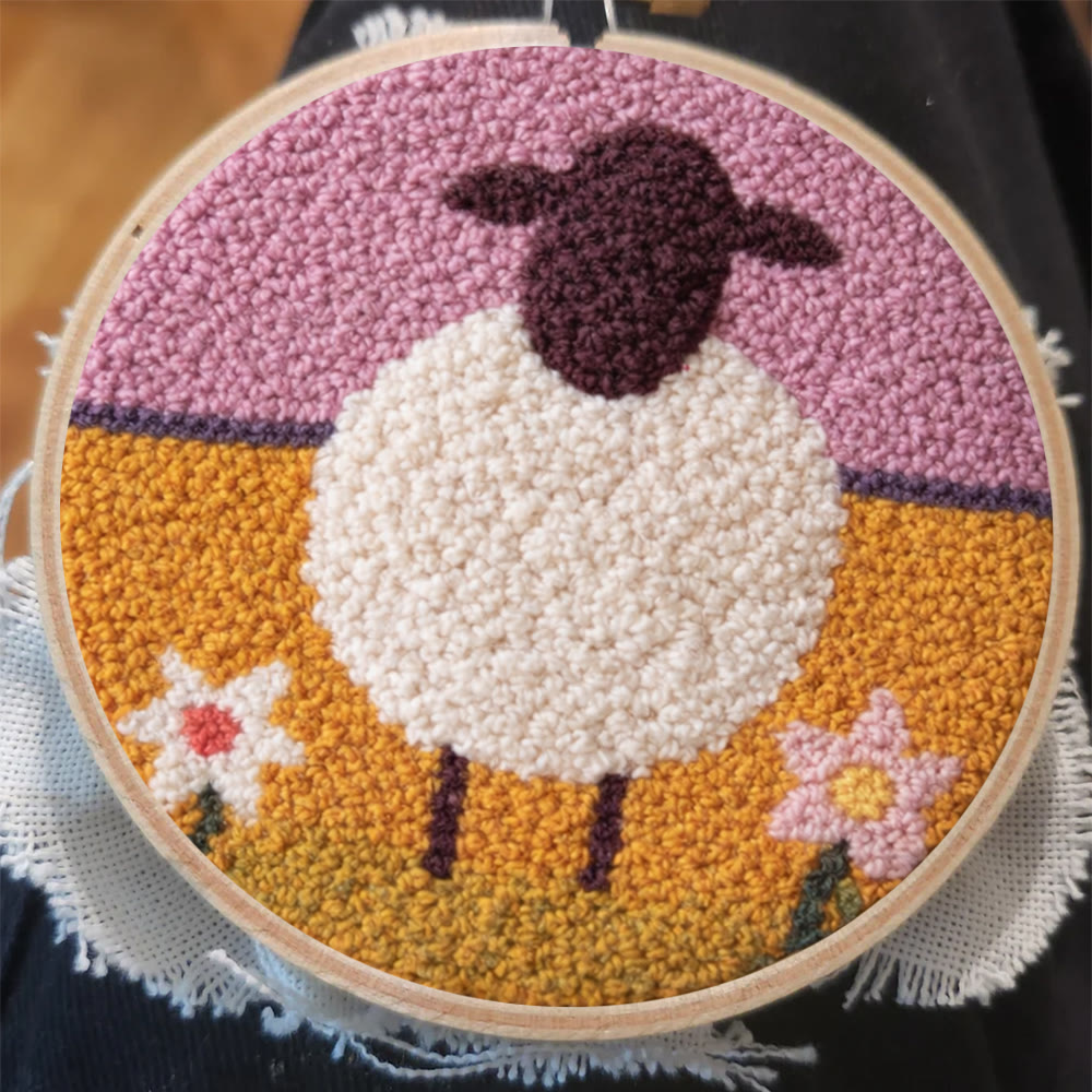 Lovely Sheep Punch Needle Kit - Diy Animal Design | Wall Hanging Decor - image 10