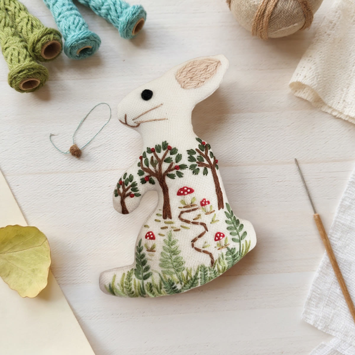 Rubbyoo Rabbit Embroidery Kit - Spring Forest | Beginner Handmade Design | Unique Birthday Gift - image 6