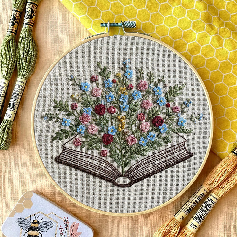 Rubbyoo Embroidery Kit - Blooming Book Bouquet | Handcrafted Floral Art | Perfect For Craft Lovers - image 13