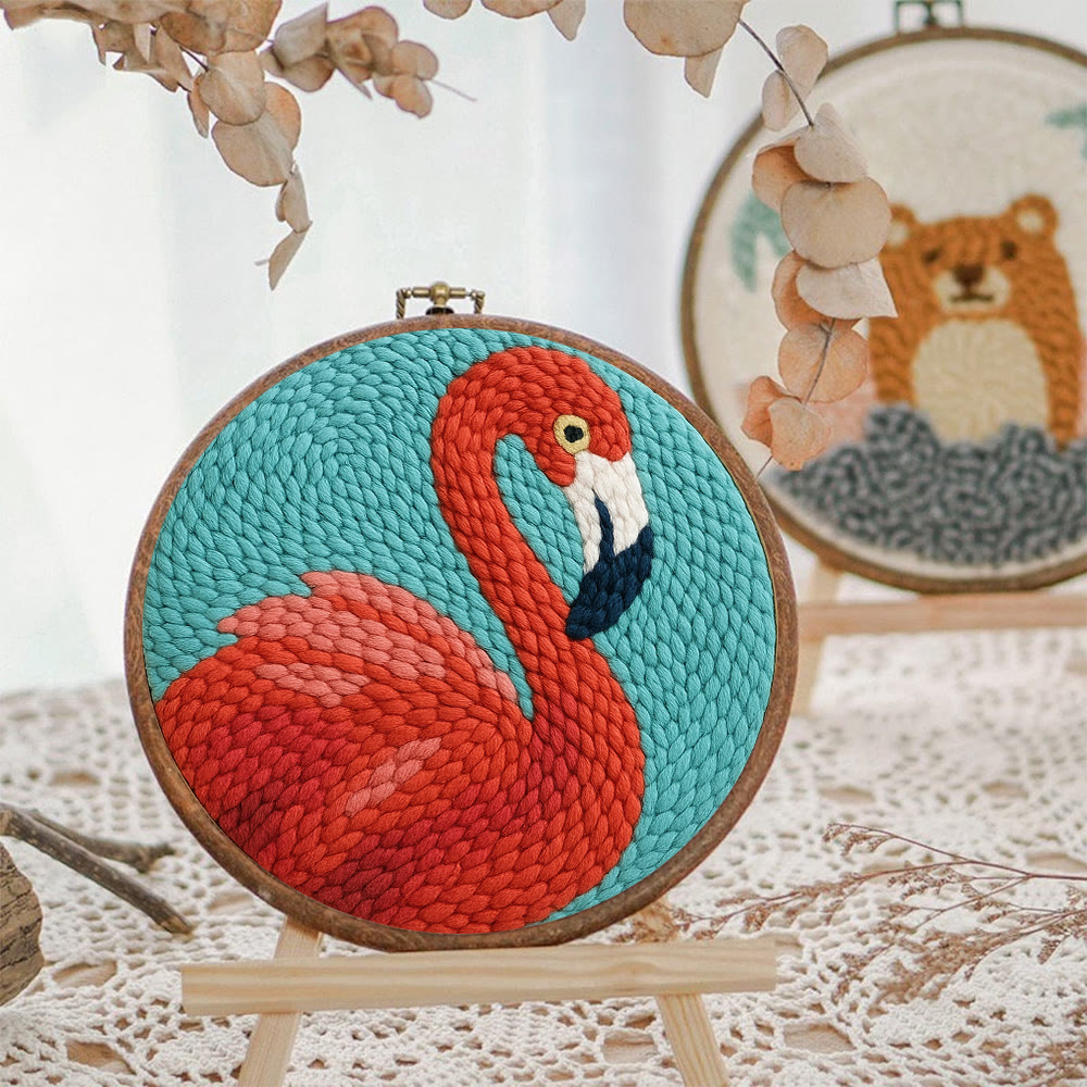 Flamingo Punch Needle Kit - Animal Handmade Craft  | Easy Needle Set For Child  - image 5