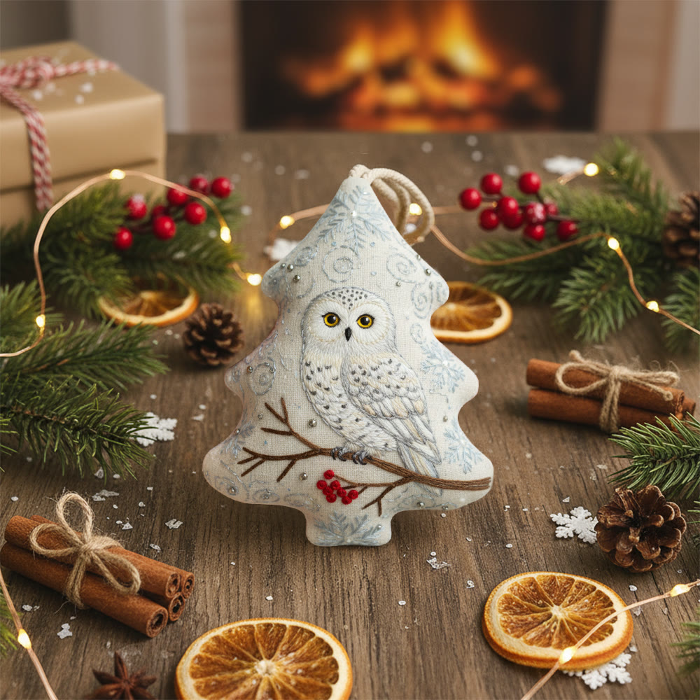 Rubbyoo Tree-shaped Embroidery Kit - Snowy Owl | Realistic Embroidery Christmas Ornament | Custom Handmade Gift - image 7