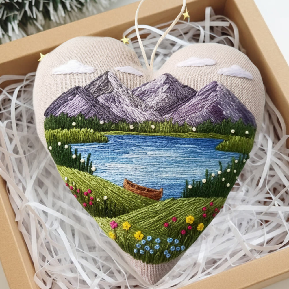 Rubbyoo Heart Embroidery Kit - Mountain And Lake | Wonderful Landscape Craft |  Diy Nature Stitch Art - image 8
