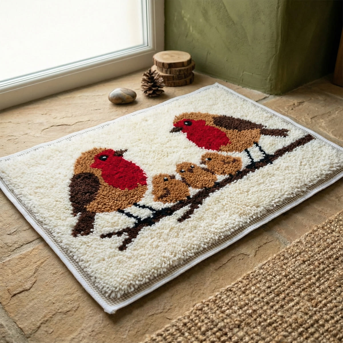 Rubbyoo Latch Hook Rug Kit - A Nestled Bird Family | Versatile Hooked Carpet | Creative Home Ornament - image 6