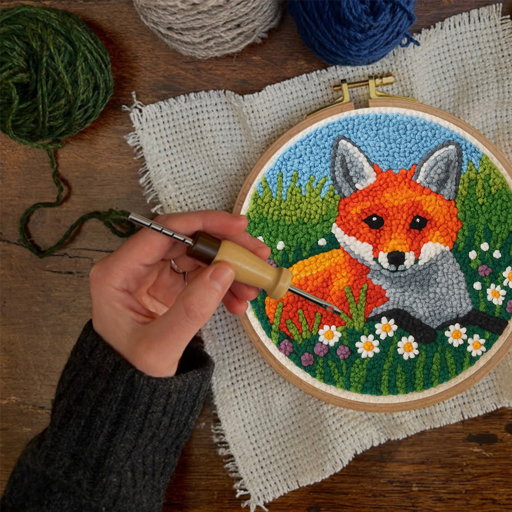 Fox In Meadow Punch Needle Kit - Nature Craft | Perfect For Craft Enthusiasts - image 11