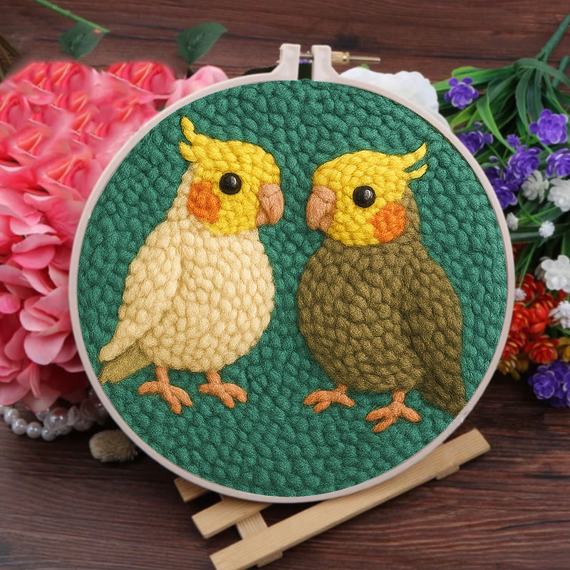  Parrot Couple Punch Needle Kit - Lovely Bird Needlework | Nice Wedding Handicraft - image 4