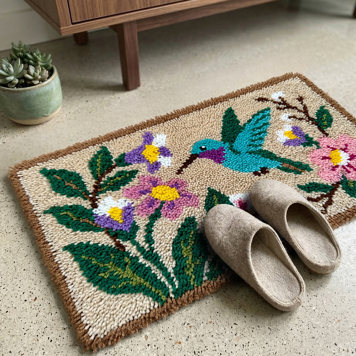 Rubbyoo Latch Hook Rug Kit - Floral Bird | Animal Path Mat | Nice Housewarming Gift - image 6