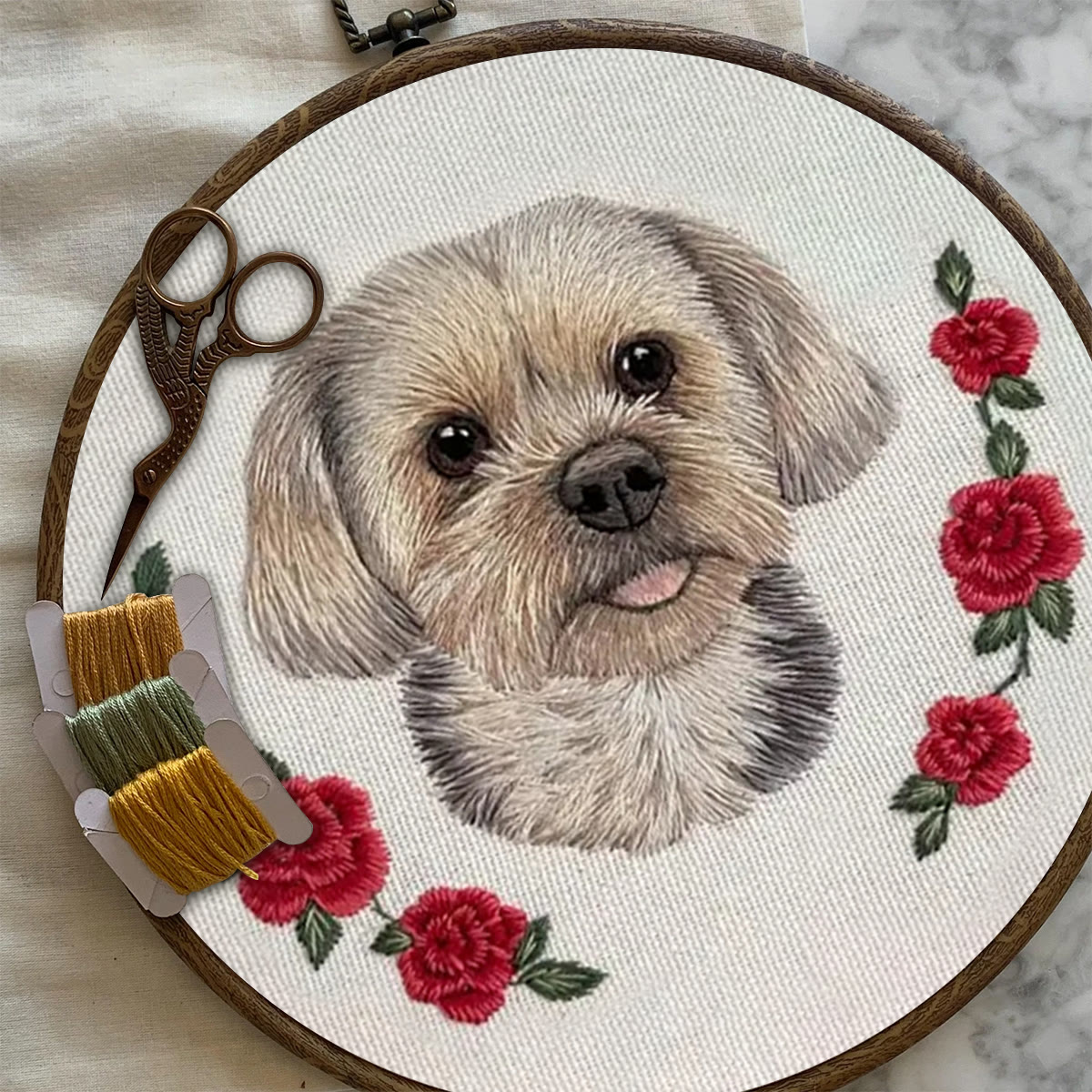 Rubbyoo Embroidery Kit - Puppy With Roses | Birthday Gifts For Dog Lovers | Cute Animal Craft  - image 4