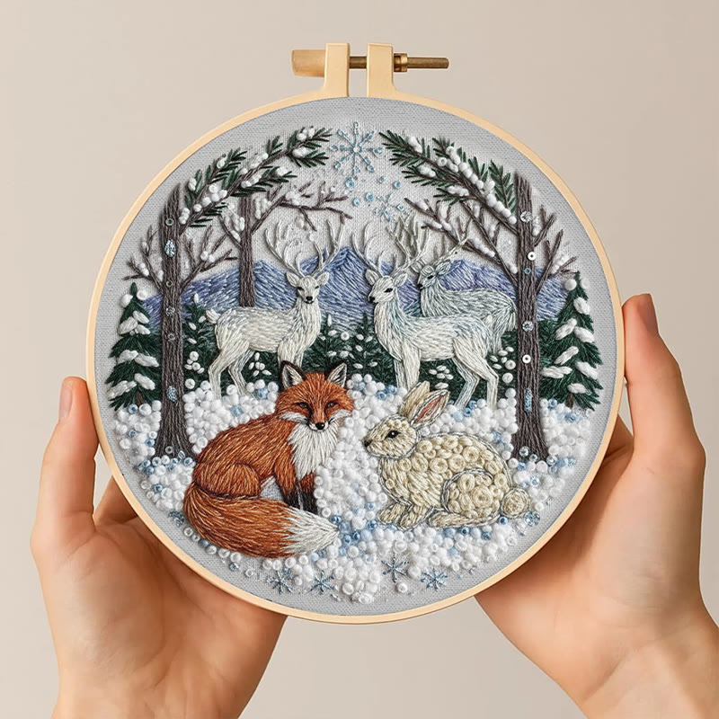 Rubbyoo Embroidery Kit - Winter Animal | Handmade Hoop Art | Perfect Gift For Animal Lover - image 6