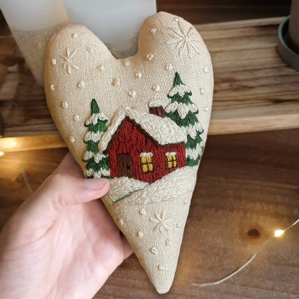 Rubbyoo Heart Embroidery Kit - Winter Red House | Home Decoration | Nice Gift For Friend - image 10