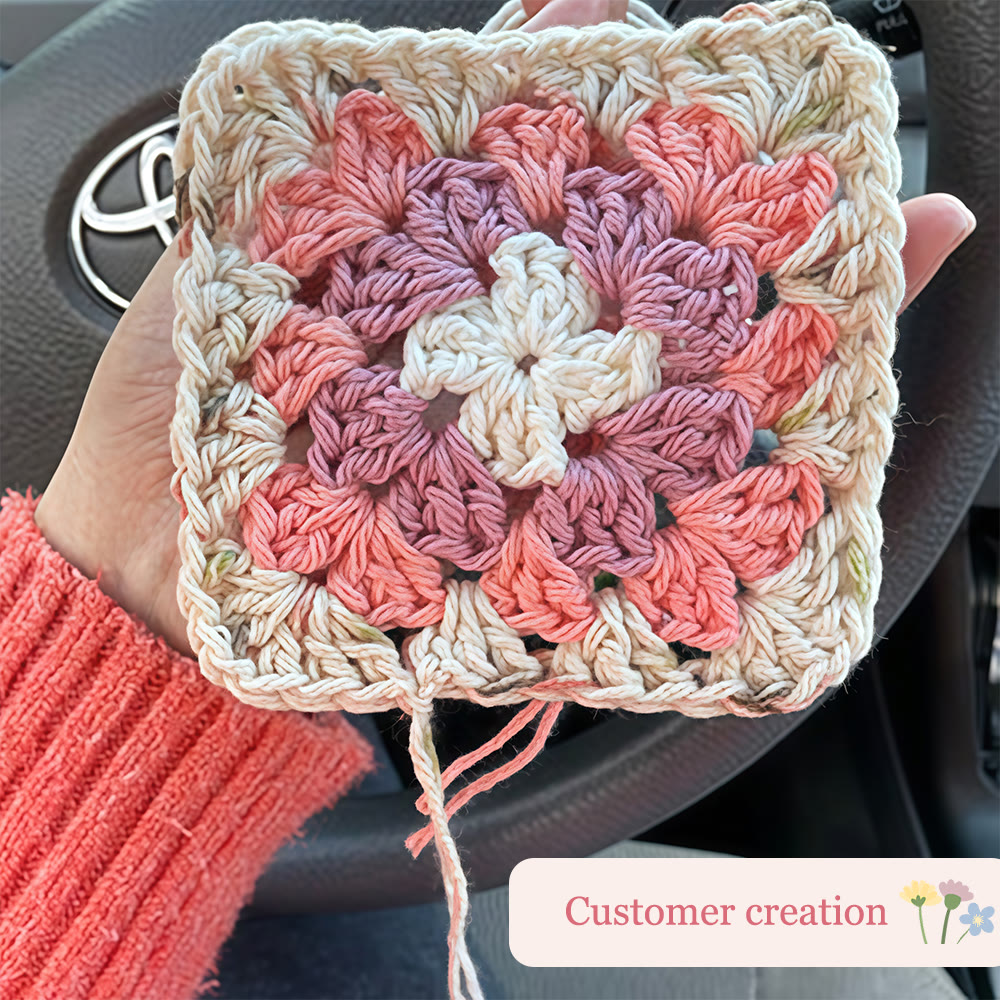 Diy Handmade Granny Square Crochet Kit - Classic Crocheted Coasters | Beginners Handmade Crfat - image 4