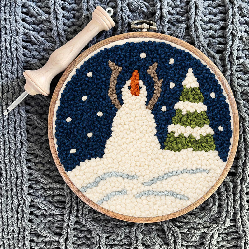 Christmas Snowman And Tree Punch Needle Kit - Handmade Needle Craft | Festival Decoration Gift  - image 6