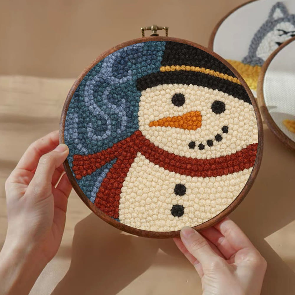 Christmas Snowman Punch Needle Kit - Diy Holiday Wall Decoration | Winter Yarn Craft - image 8