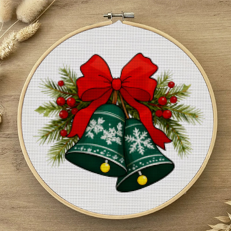 Cross Stitch Kit - Christmas Bell | Christmas Tree Ornament | Diy Hoop Art - image 6