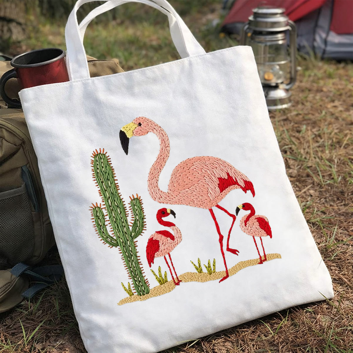Rubbyoo Embroidery Tote Bag Kit - Elegant Flamingo | Unique Sewing Project | Aesthetic Mother's Day Gift - image 5