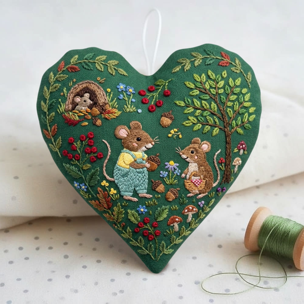 Rubbyoo Heart Embroidery Kit - Forest Mouse Party  | Entry-Level Craft Project For Kids | Cute Fairy-tale-Inspired Keepsake - image 5