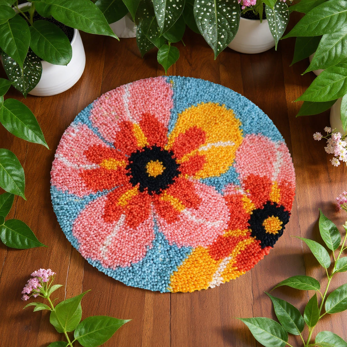 Rubbyoo Latch Hook Rug Kit - Charming Flower | Plush Handmade Craft | Unique Housewarming Gift - image 8