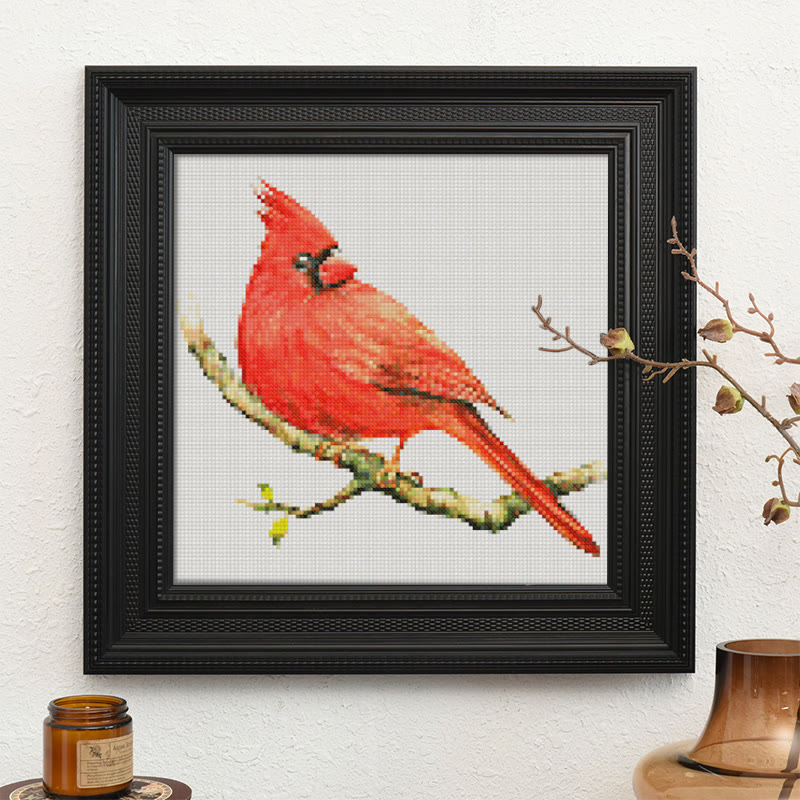  Cross Stitch Kit - Red Cardinal | Handmade Christmas Ornaments | Easy Bird Needlepoint  - image 9