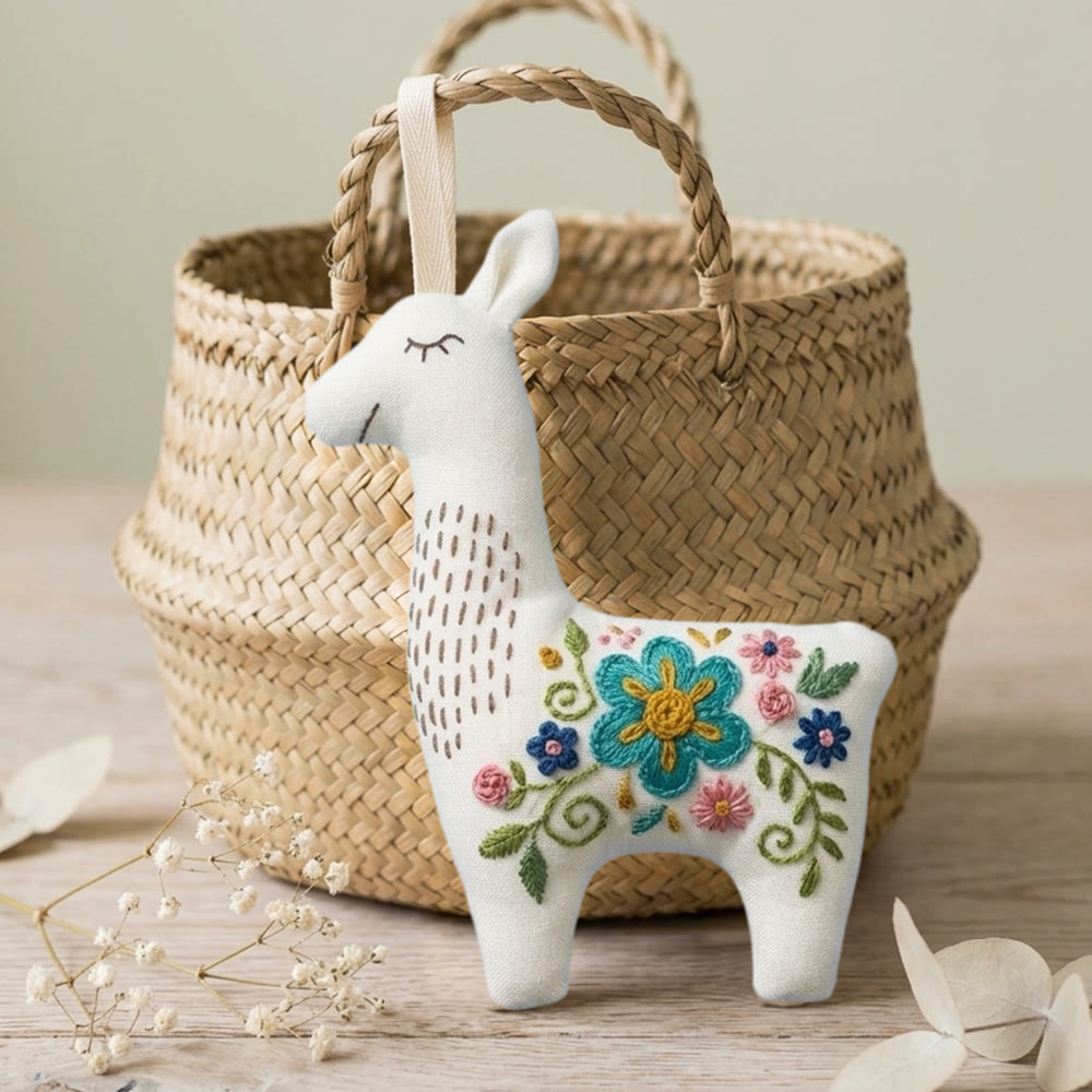 Rubbyoo Llama Embroidery Kit - Little Flower | Floral Handmade Art | Stuffed Alpaca Toy For Kid  - image 5