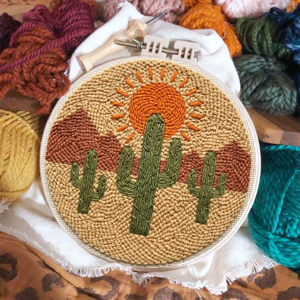 Desert Cactus Punch Needle Kit - Special Nature View Motif | Mindful Crafting Therapy - image 9