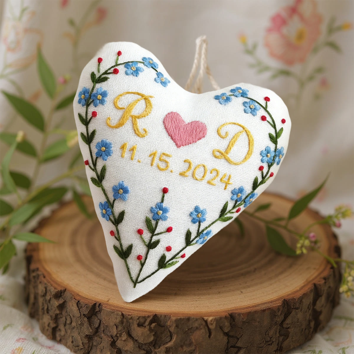 Rubbyoo Heart Embroidery Kit - Initials Heart Blue Floral | Tailored Handstitched Craft | Anniversary Preferred Pick - image 5