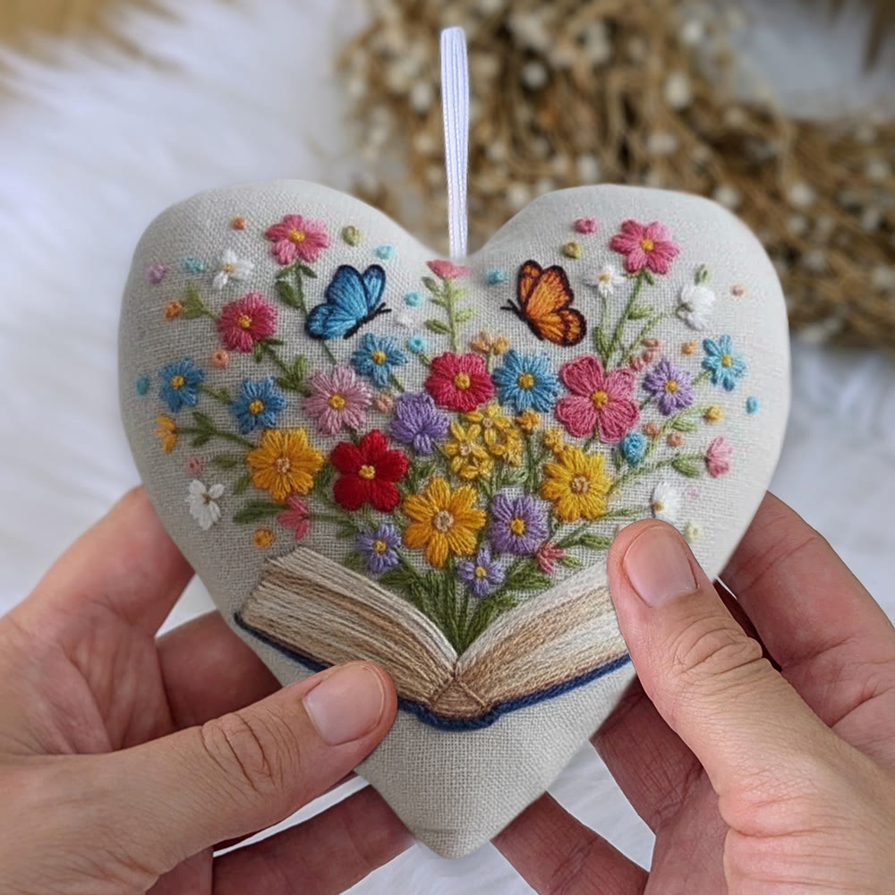 Rubbyoo Heart Embroidery Kit - Floral Book | Diy Stitch Art | Nice Gift For Book Lovers  - image 4