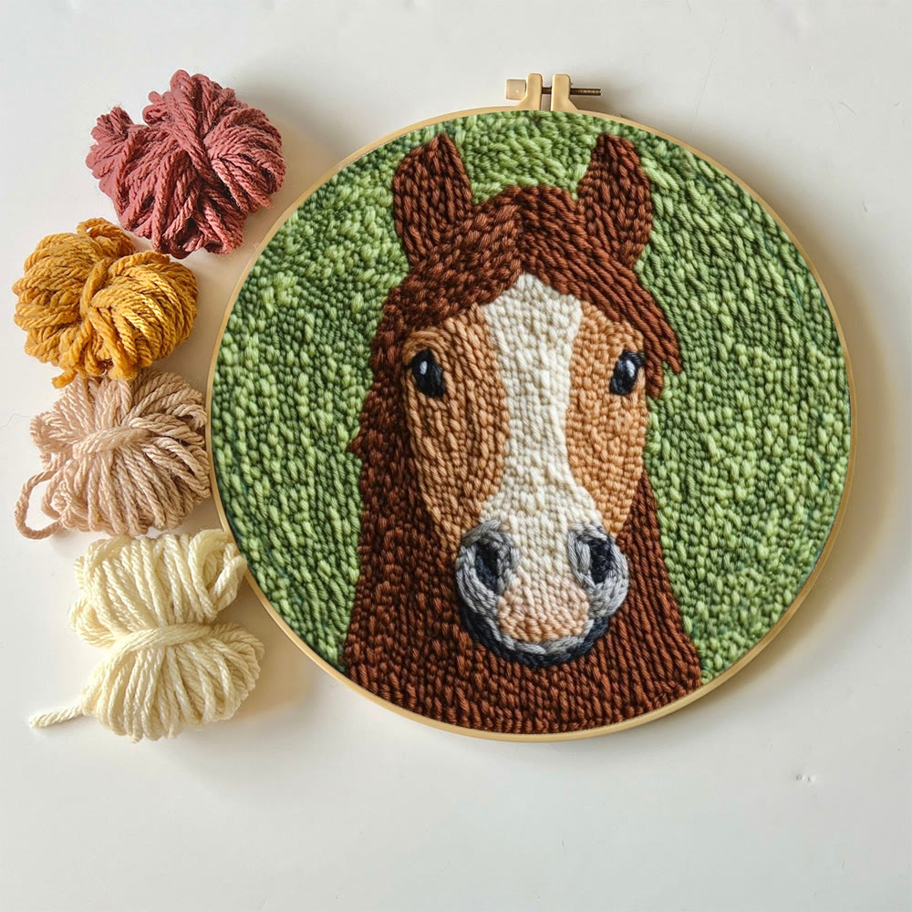 Brown Pony Punch Needle Kit - Lovely Animal Handicraft | Creative Festival Gift  - image 4