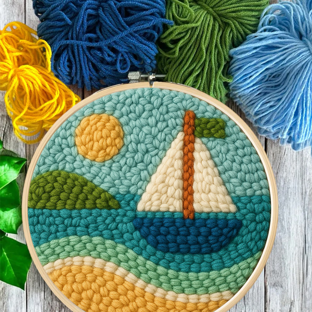 Coastal Sailboat Scene Punch Needle Kit – Novice-ready Handcraft | Charming Decor Accent - image 11