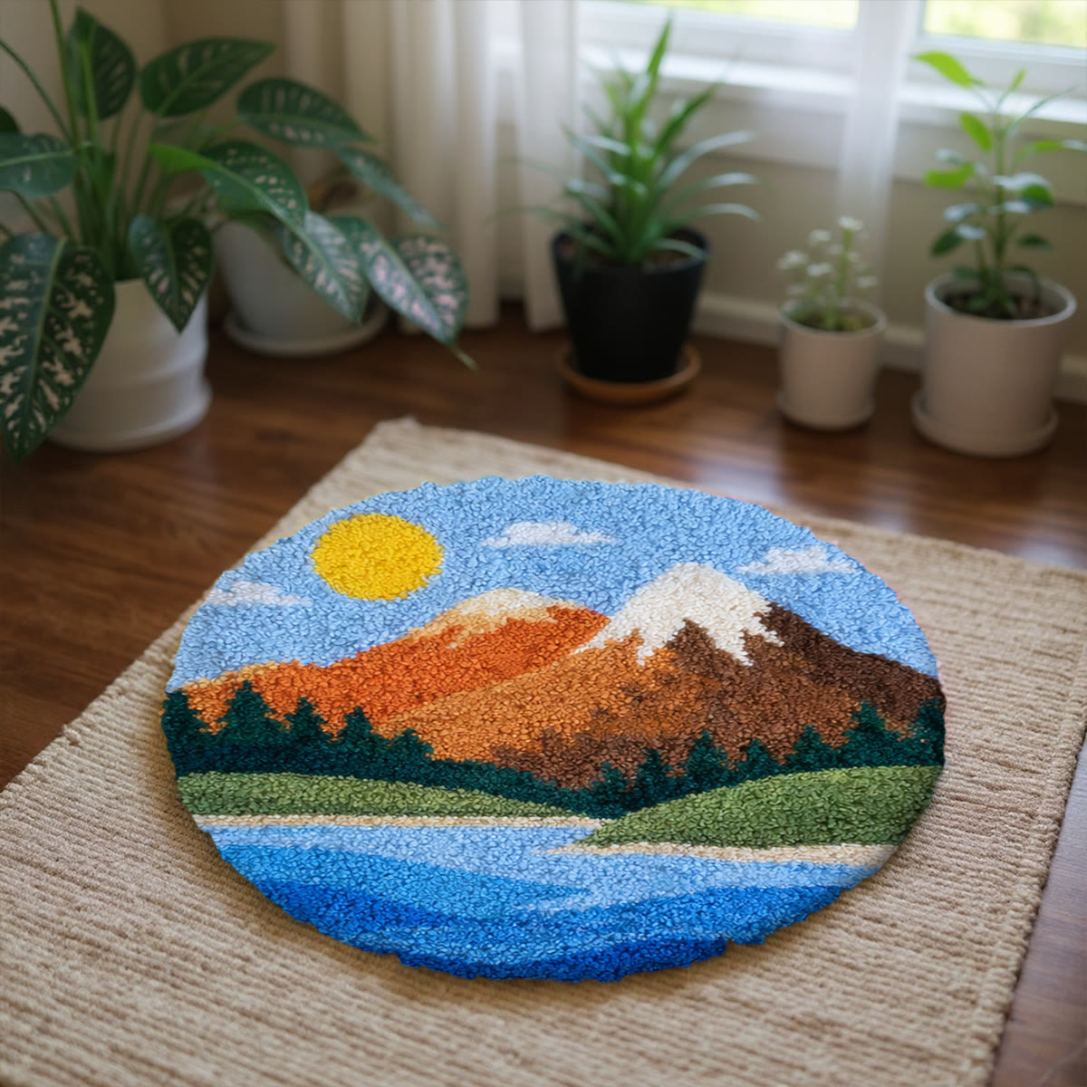 Rubbyoo Latch Hook Rug Kit - Sunset Mountain | Diy Craft For Home Decor | Creative Yarn Craft - image 4
