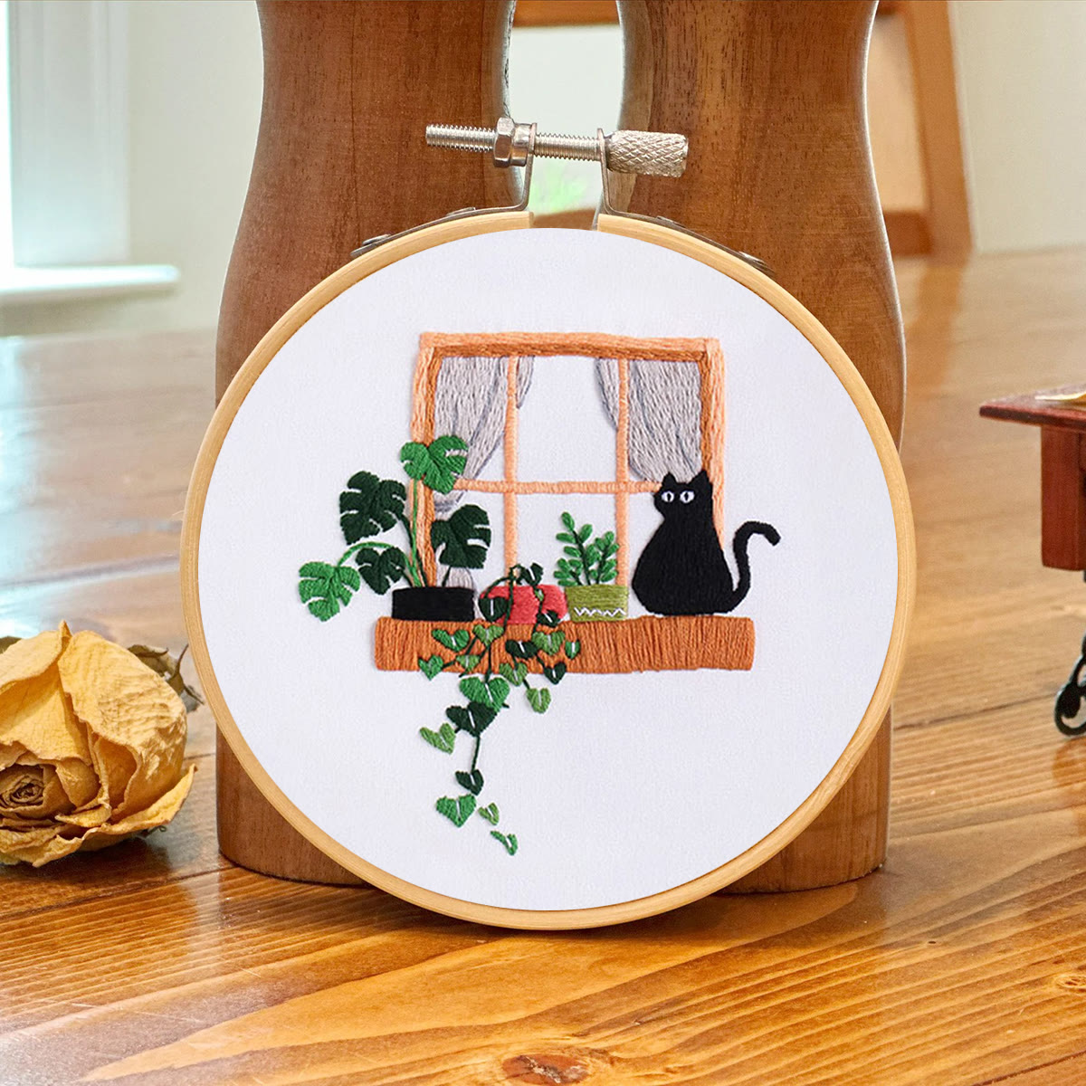 Rubbyoo Embroidery Kit- Black cat on the windowsill - image 7