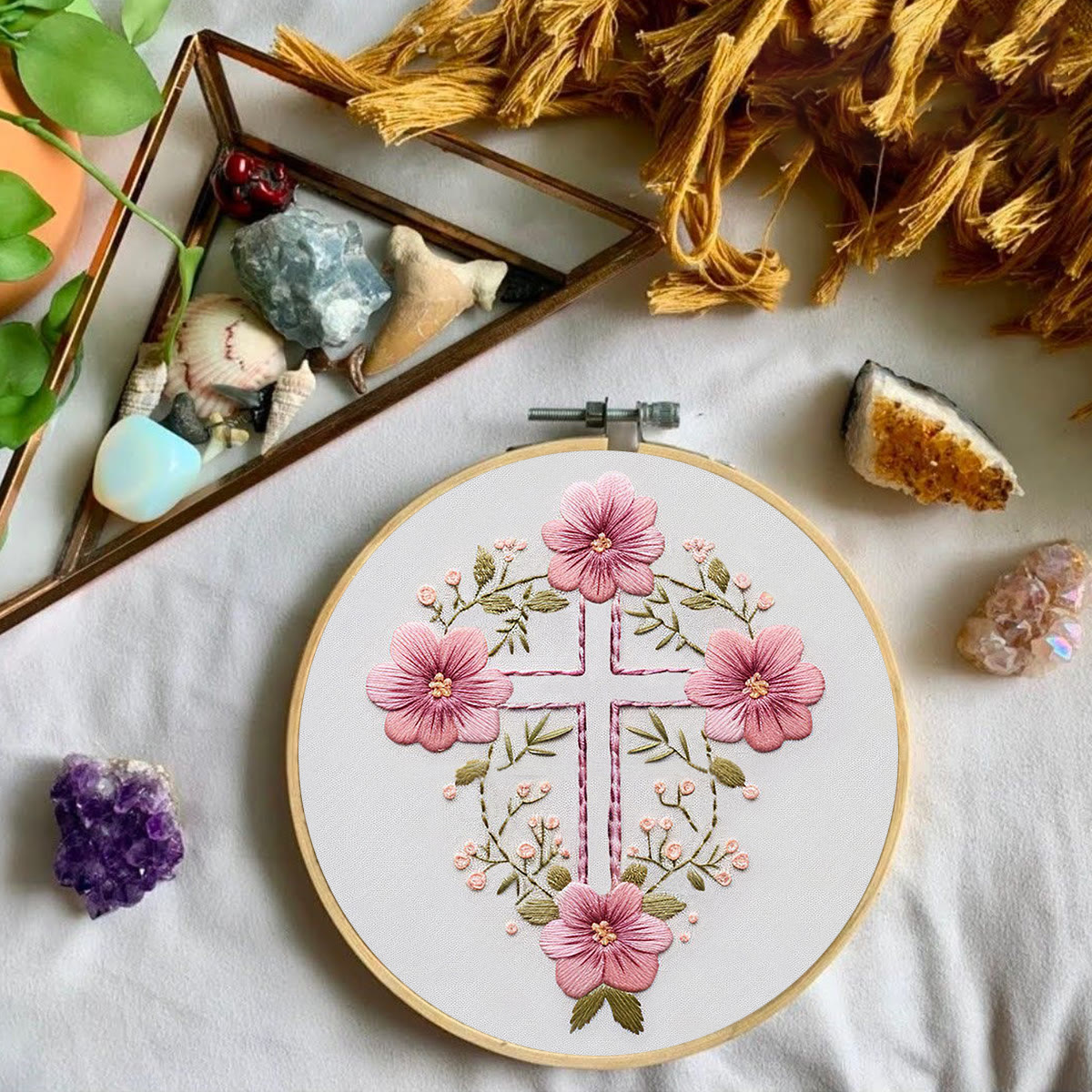 Rubbyoo Embroidery Kit - Flower Cross | Handmade Faith Craft | Creative Religious Decoration - image 5