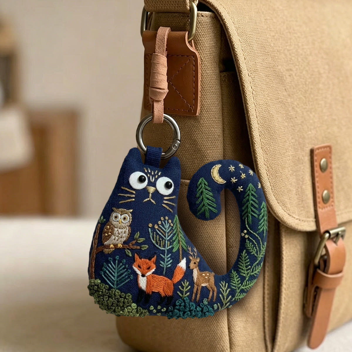 Rubbyoo Cat Embroidery Kit - Starry Night Forest Theme | Diy Handmade Mother's Day Gift  | Woodland Nursery Decor - image 3