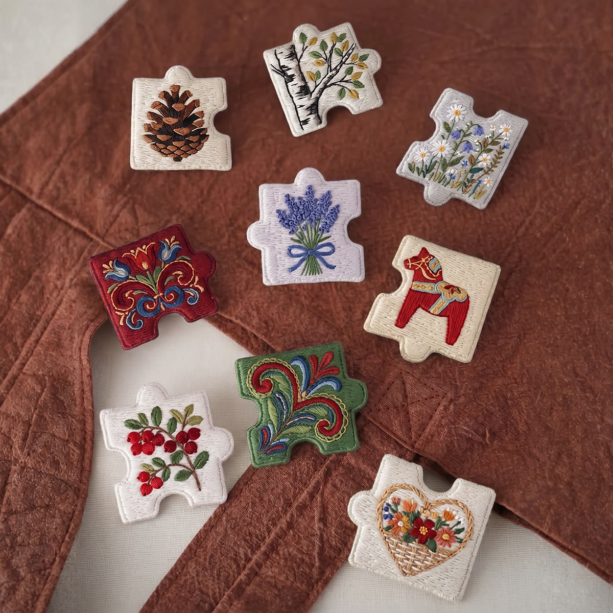 Rubbyoo Diy Magnet & Brooch Embroidery Puzzle Kit - Lavender Pinecone Wildflower Textile | Cozy Home Styling - image 4