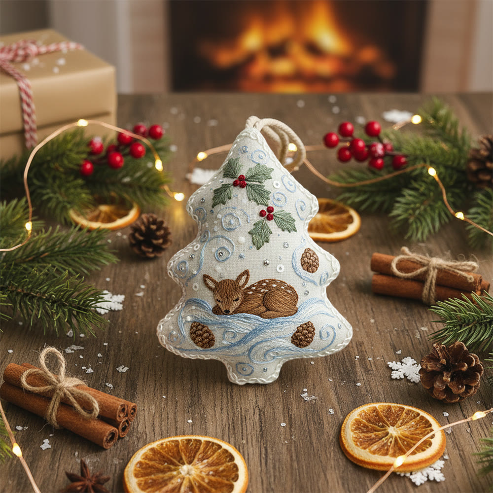 Rubbyoo Tree-shaped Embroidery Kit - Deer Pinecone Motif | Cozy Hanging Decoration | Top Gifting DIY Craft - image 8