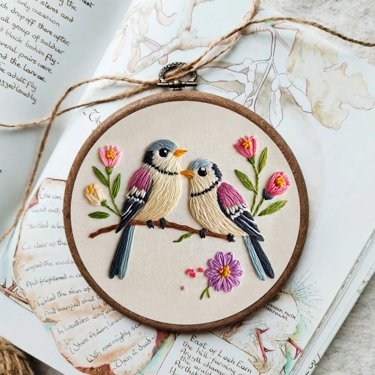 Rubbyoo Embroidery Kit - Two Birds with Floral | Beginner-Friendly Craft for Newbies | Exquisite Embroidery Decor - image 5