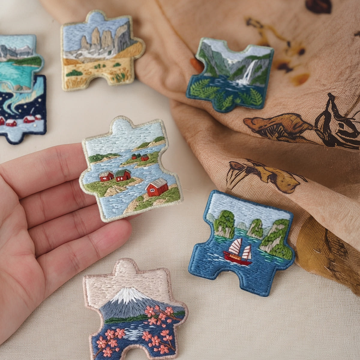 Rubbyoo Diy Magnet & Brooch Embroidery Puzzle Kit - Nature Wonders | Cute Scenic Home Decor - image 4