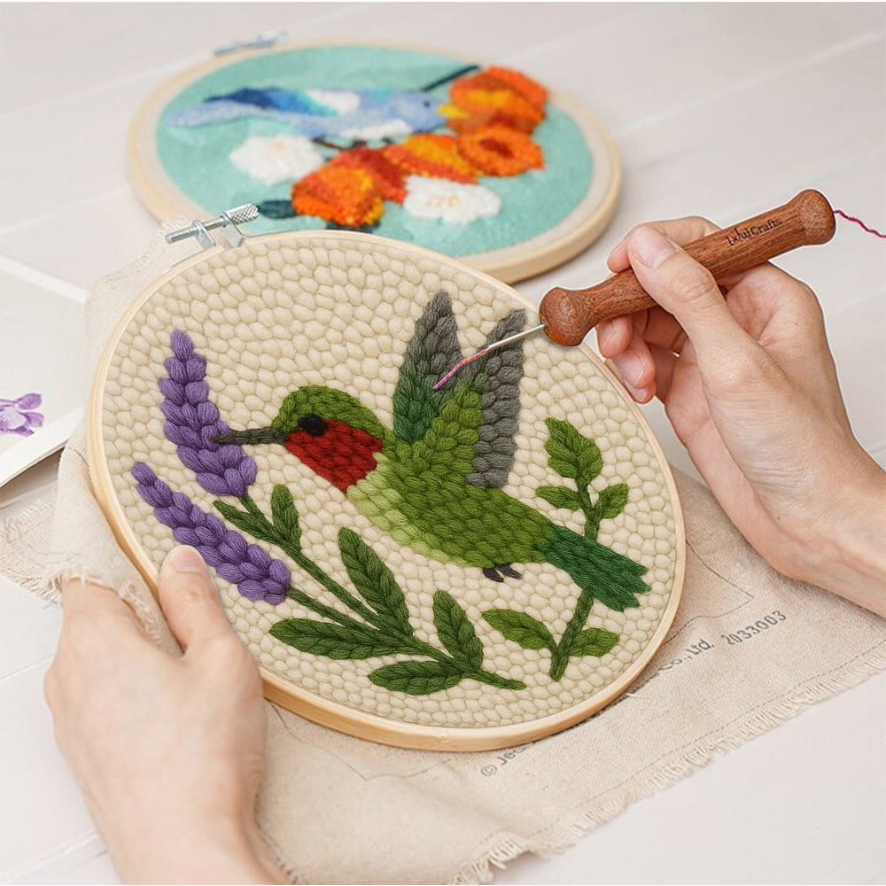 Lavender Hummingbird  Punch Needle Kit - Lovely Bird Handicraft | Gift For Bird Enthusiasts - image 7