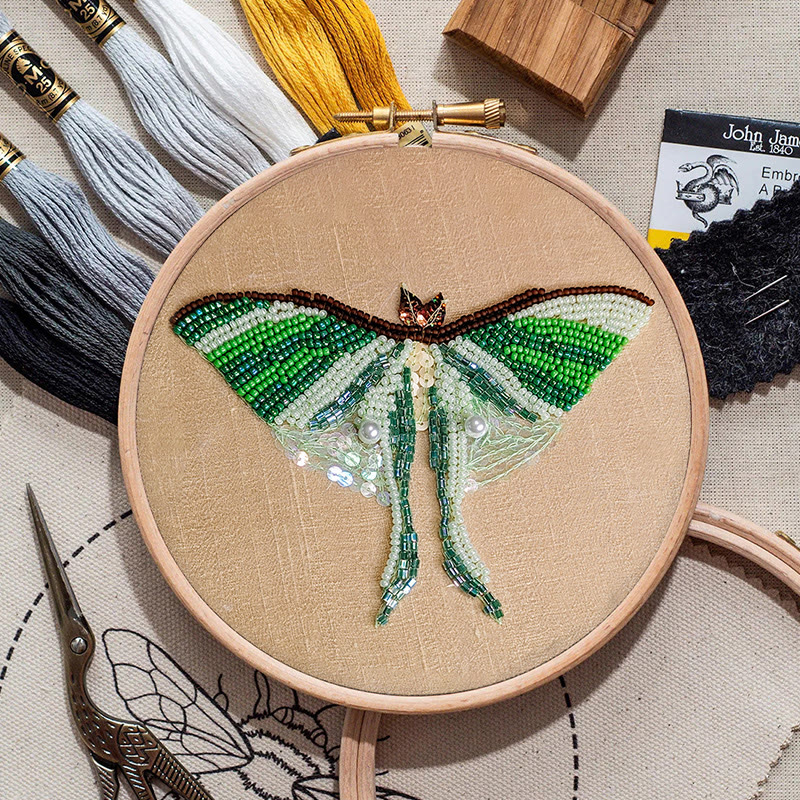 Rubbyoo Bead Embroidery Kit - Green Luna Moth | Exquisite Handmade Craft | Nice Home Decor - image 7