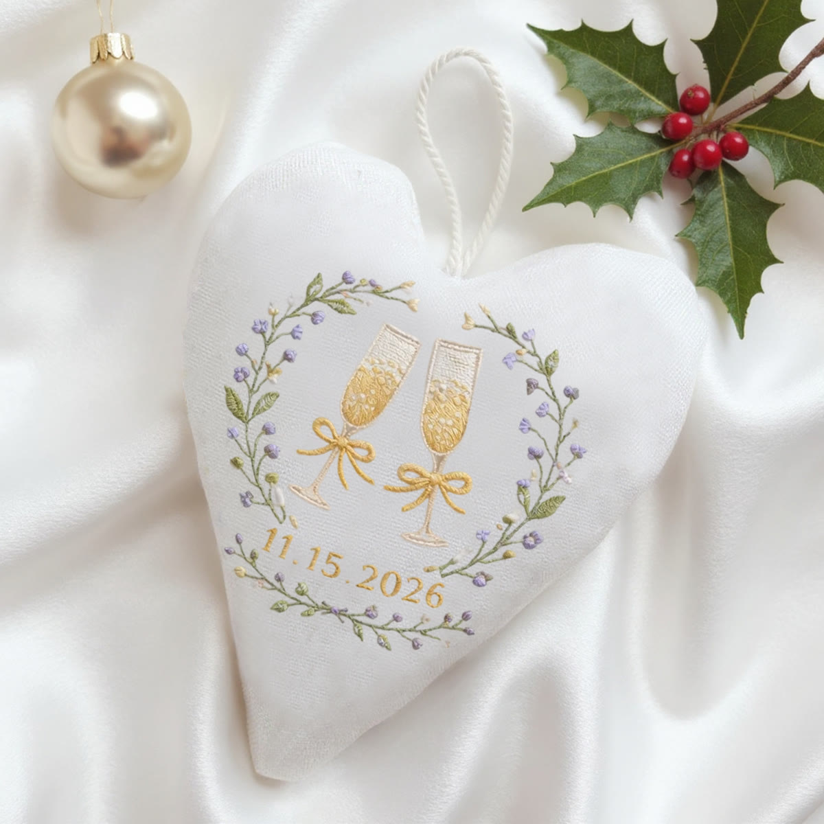 Rubbyoo Heart Embroidery Kit - Champagne Flute Purple Wreath | Anniversary Gifting | Diy Hand Embroidery Craft - image 4