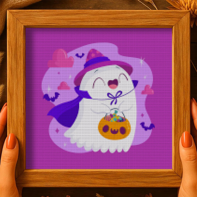 Cross Stitch Kit - Happy Ghost | Adorable Halloween Craft | Nice Wall Hanging Decor - image 10
