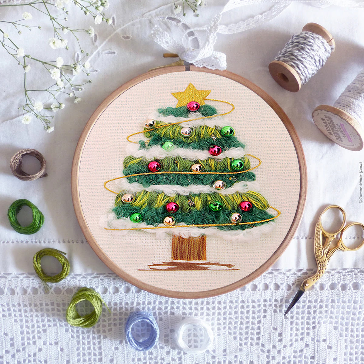 Rubbyoo Embroidery Kit - Shining Christmas Tree | Festive Holiday Decor | Perfect Needle Craft  - image 9