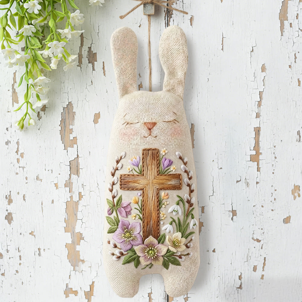 Rubbyoo Bunny Toy Embroidery Kit - Cross And Floral Vine | Breezy Diy | Meaningful Religious Gift - image 5