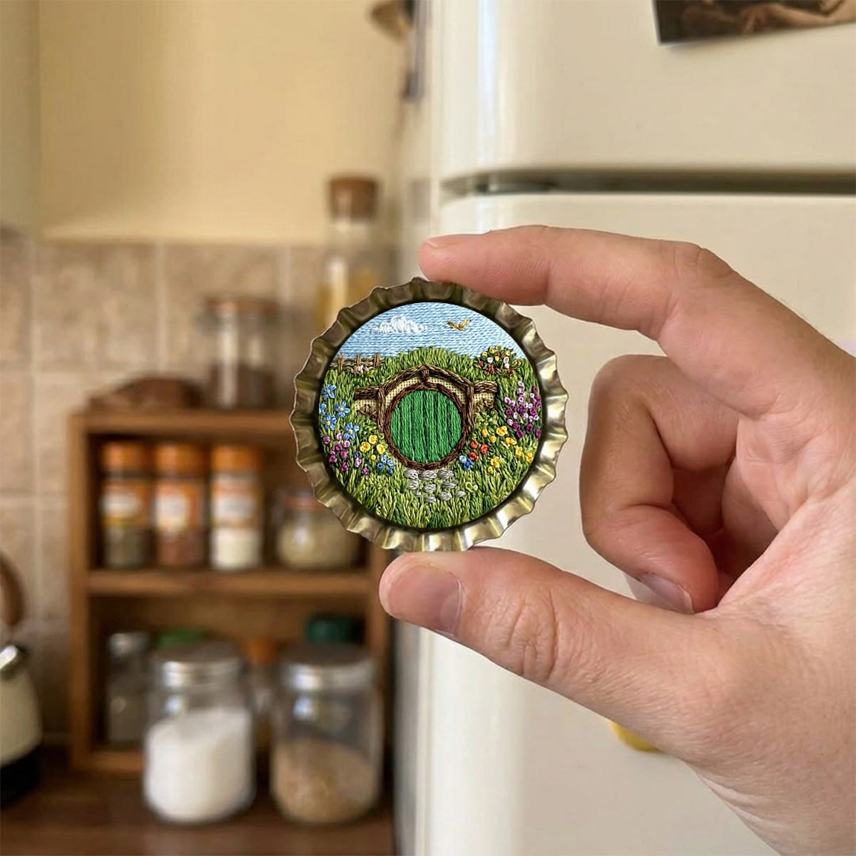Rubbyoo Embroidery Accessories Kit - Green Round Door | Fantasy Gift For Book Lovers | Whimsical Magnet - Magnet - 2pcs - image 8