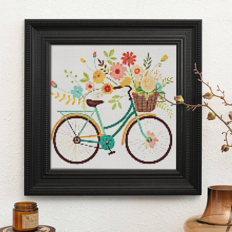  Cross Stitch Kit - Floral Bicycle | Modern Stitch Craft | Diy Home Decor - image 10