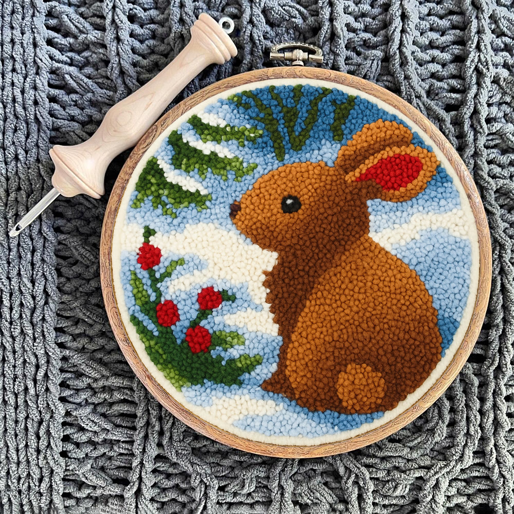 Winter Bunny Punch Needle Kit - Artisan-crafted Piece | Seasonal Decor - image 11
